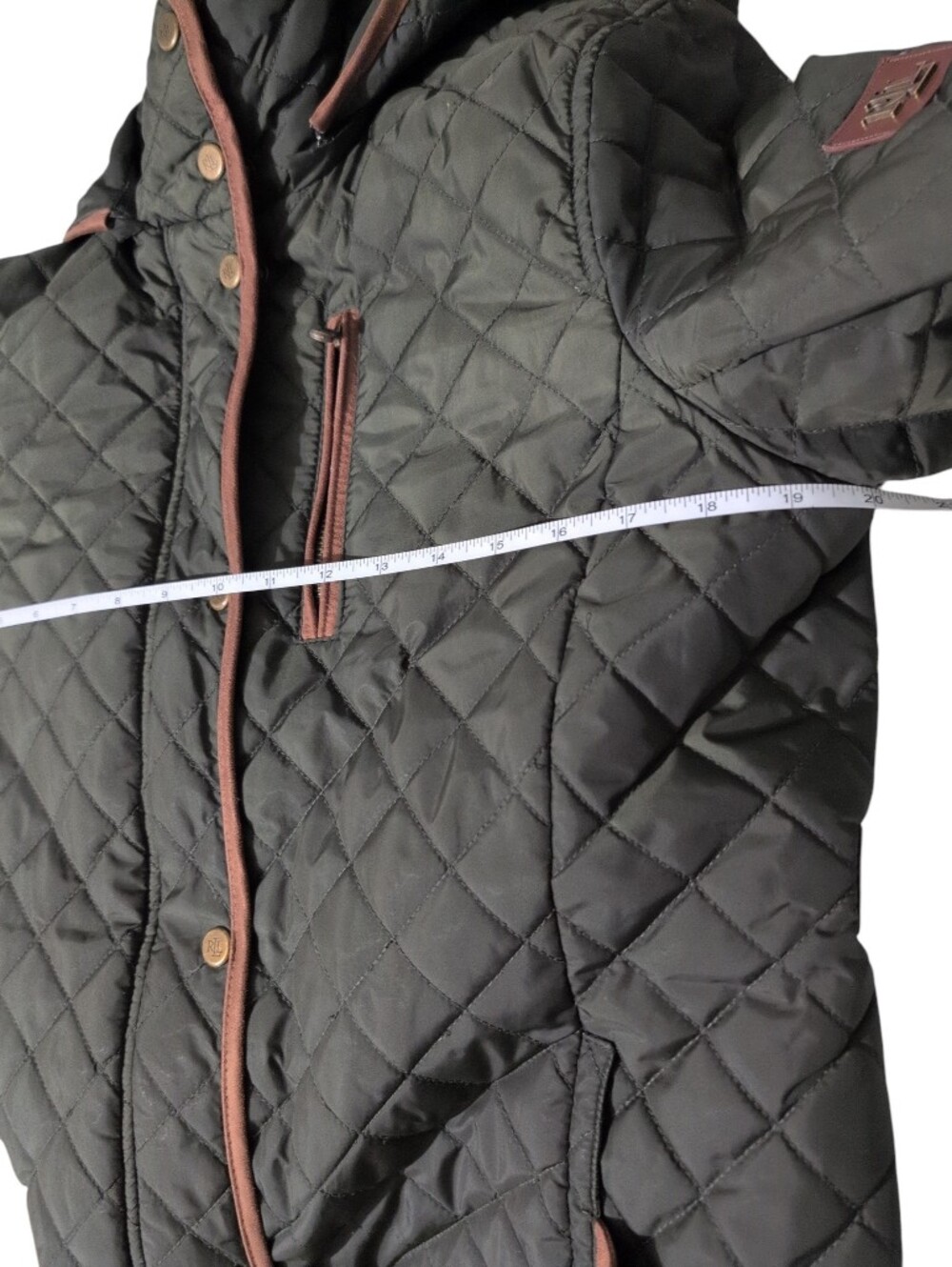 Lauren Ralph Lauren Olive Quilted Jacket Barn Lightweight Preloved Casual PLarge - Picture 15 of 16